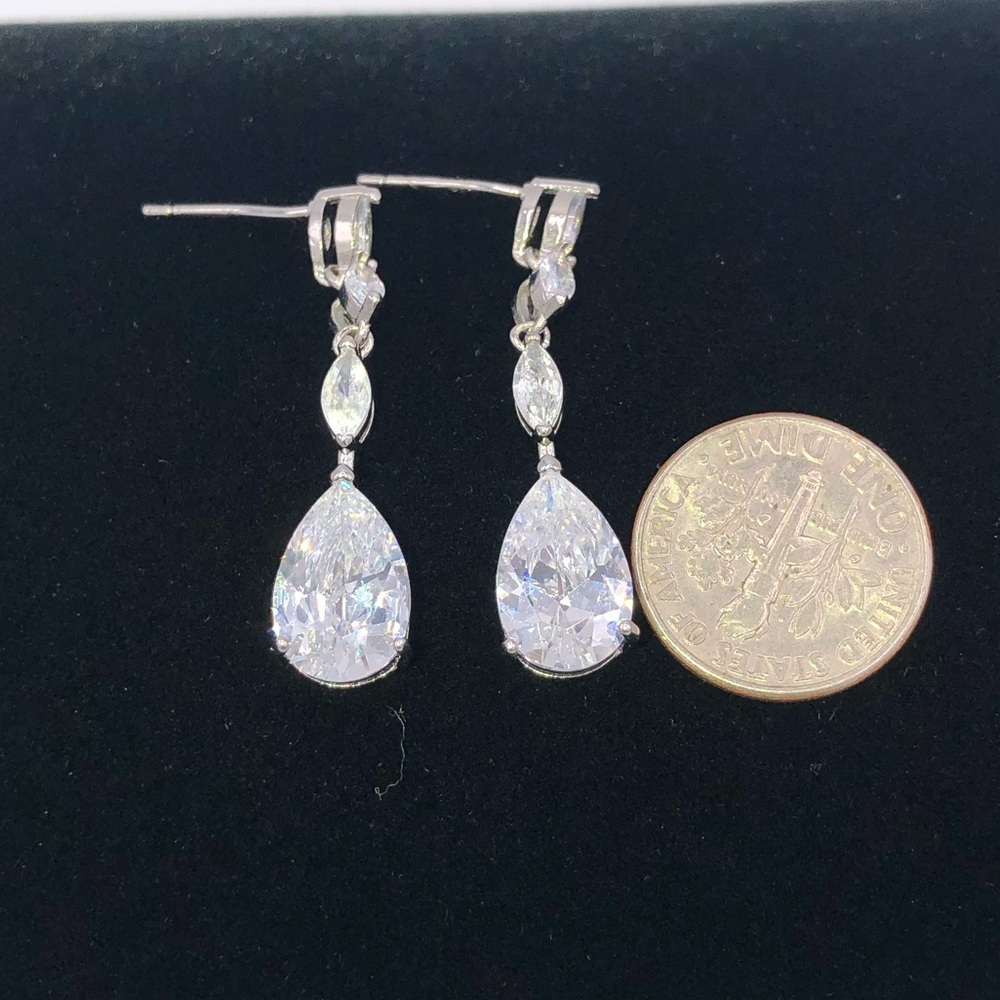 3ct Pear Dangle Earrings - Picture 8 of 9